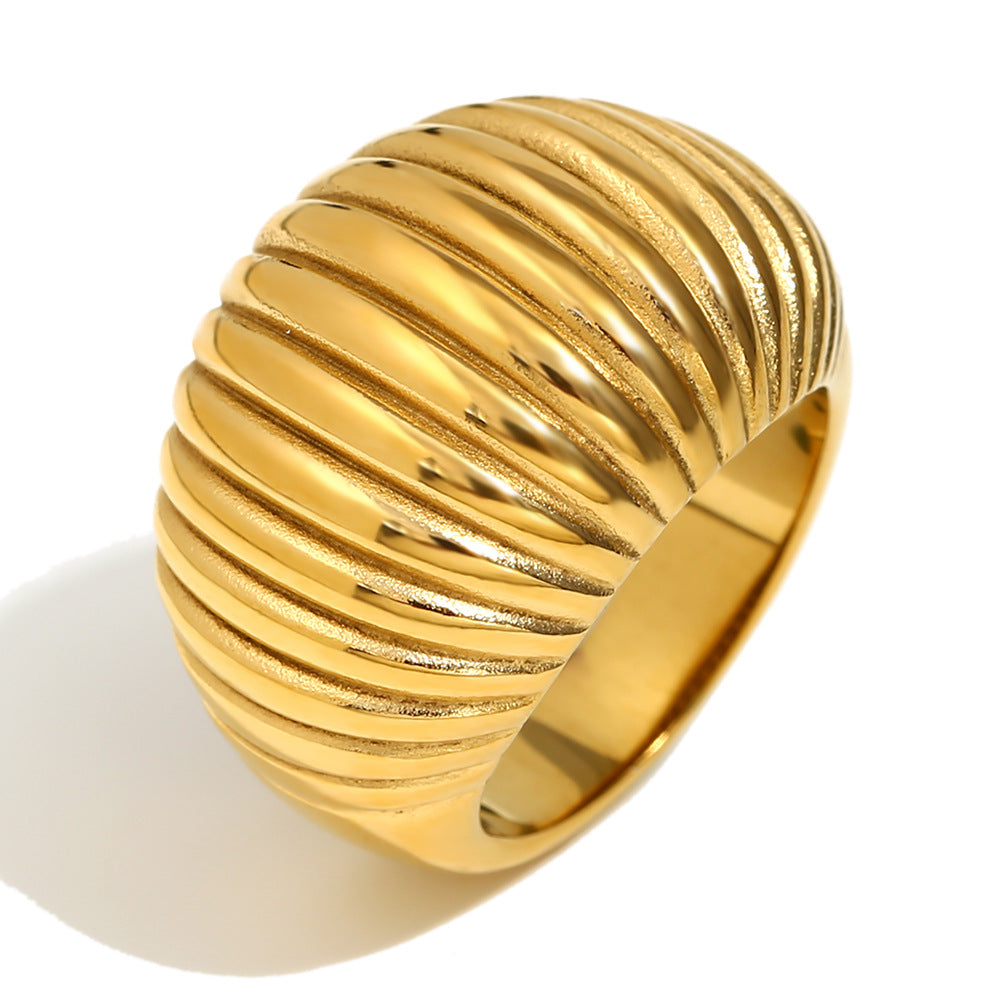 Wholesale Stainless steel gold plated high-end fat bread ring